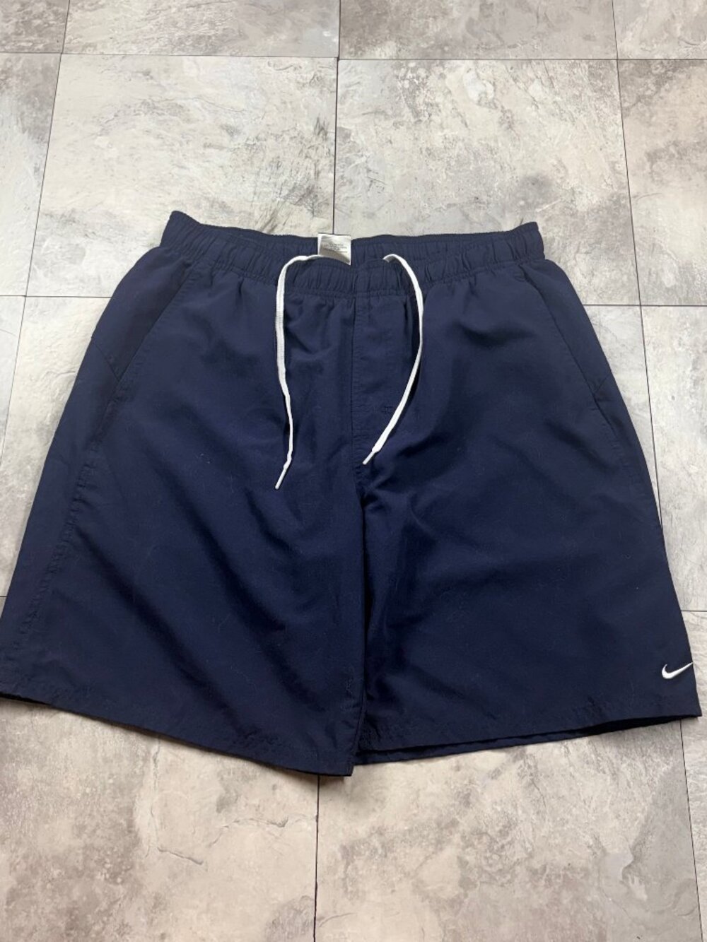 Vintage Nike Swim Trunks Men's L Navy Blue Embroidered Logo Y2K